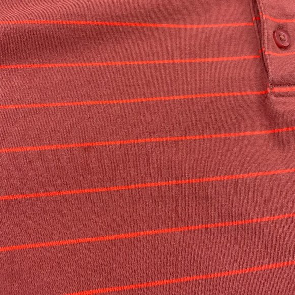 Calvin Klein Polo Shirt Men Large L Brown Orange Striped Casual Golf Embroidered - Picture 7 of 11